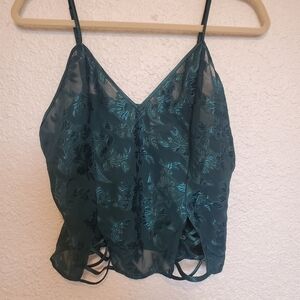 Frederick's Of Hollywood Lingerie Camisole 2pc Set Hunter Green ( L )